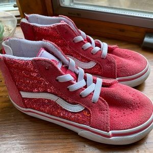 Ruby Red sparkle high top Vans size 9